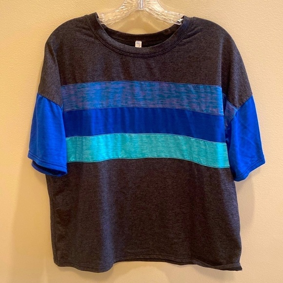 FP Movement by Free People space dye striped boxy oversized S/L t-shirt XS - Picture 1 of 6